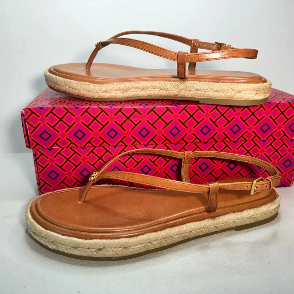 TORY BURCH Delicate Logo Thong - T-Bar Sandals casual outdoor summer vacation